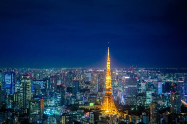 Tokyo, Japonya - 30 Kasım 2018: Mori Kulesi'nin tepesinde yer alan Tokyo City View gözlem güvertesi tüm şehrin muhteşem manzarasını sunuyor