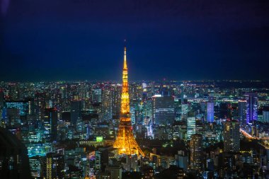 Tokyo, Japonya - 30 Kasım 2018: Mori Kulesi'nin tepesinde yer alan Tokyo City View gözlem güvertesi tüm şehrin muhteşem manzarasını sunuyor