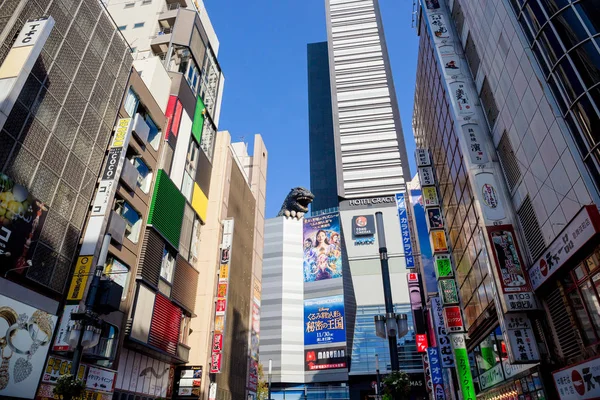 Tokio Japan Dezember 2018 Die Lebensgroße Nachbildung Von Godzilla Blickt — Stockfoto