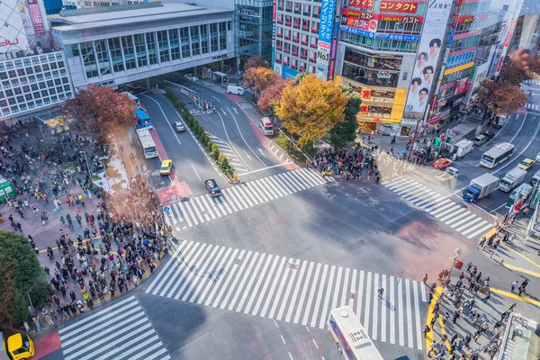 Tokyo Japan December 2018 Aerial View Shibuya Crossing One Busiest — Stock Photo, Image