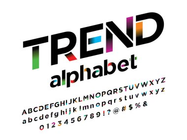 Stilize modern canlı renk alfabe sikilvektörü