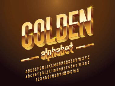 Vektör lüks 3D altın alfabe tasarım