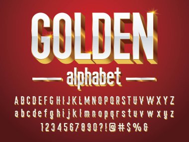 Vektör lüks 3D altın alfabe tasarım
