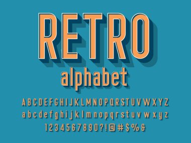 Büyük, küçük harfler, sayılar ve semboller ile Modern alfabe tasarımı vektörü