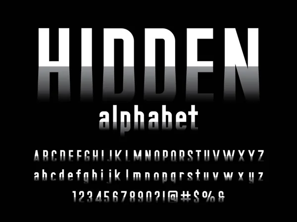 Büyük harf, küçük harf, sayılar ve semboller ile gizli gölge tarzı alfabe tasarımı
