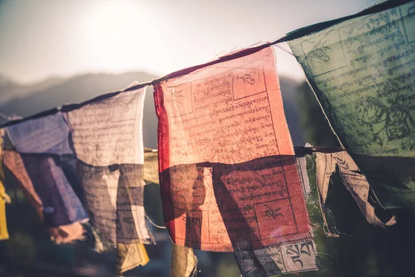 西藏五彩缤纷的祈祷旗 — 图库照片