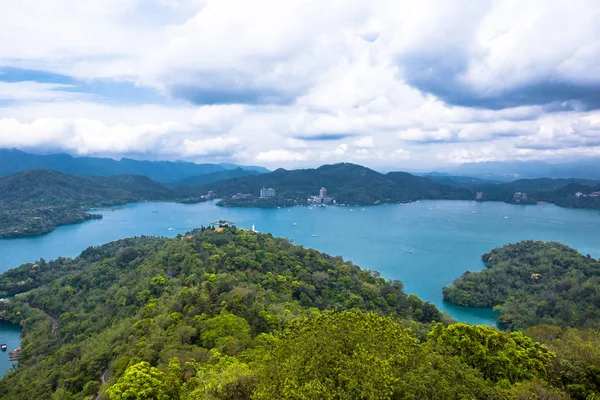 Magnífico Paisaje Sun Moon Lake Desde Pagoda Nantou Taiwán — Foto de Stock