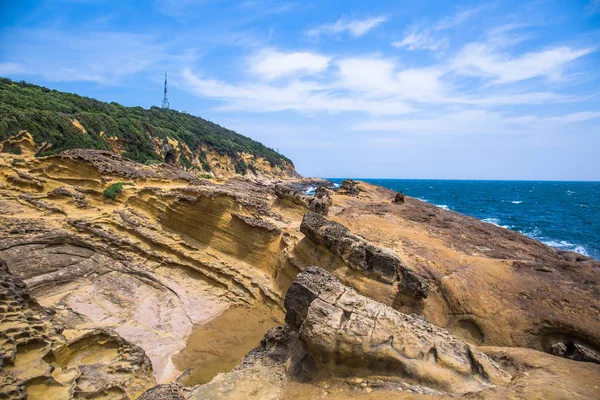 Géoparc Yehliu Est Célèbre Pour Son Paysage Érosion Mer Des — Photo