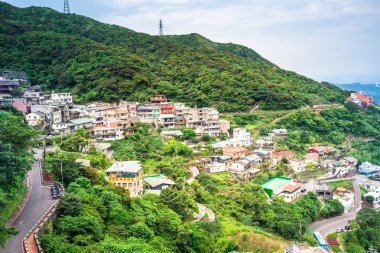 Jiufen de ünlü küçük dağ kasabası görünümü
