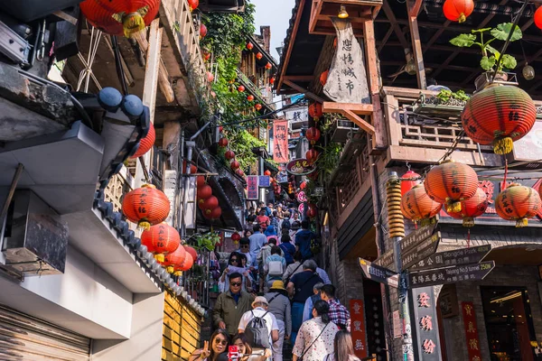 Jiufen Taiwan Juni 2018 Jiufen Old Street Een Beroemd Schilderachtig — Stockfoto