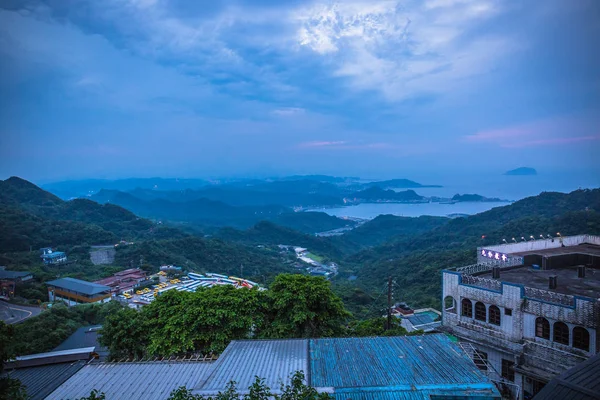 Panoramautsikt Över Jiufen Med Keelung Port Och Hav Från Jiufen — Stockfoto