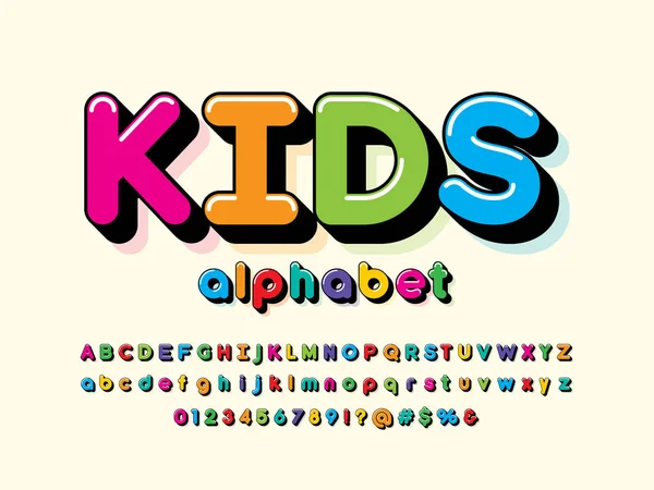 Барвистий Стилізований Дизайн Дитячого Алфавіту — стоковий вектор