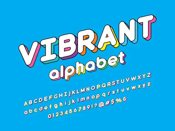 Buntes Stilisiertes Alphabet Design Mit Großbuchstaben Kleinbuchstaben Zahlen Und Symbolen — Stockvektor