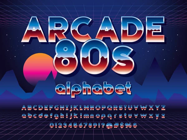 Vektor Des Stilisierten Retro Alphabet Designs Der 80Er Jahre Mit — Stockvektor