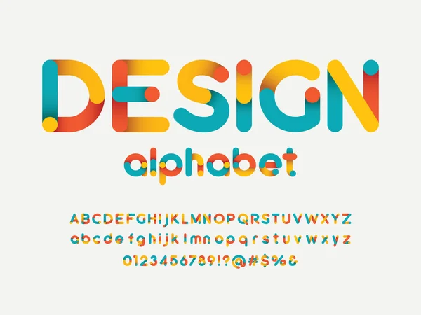 Büyük, küçük, sayı ve sembollerle renkli alfabe dizaynı