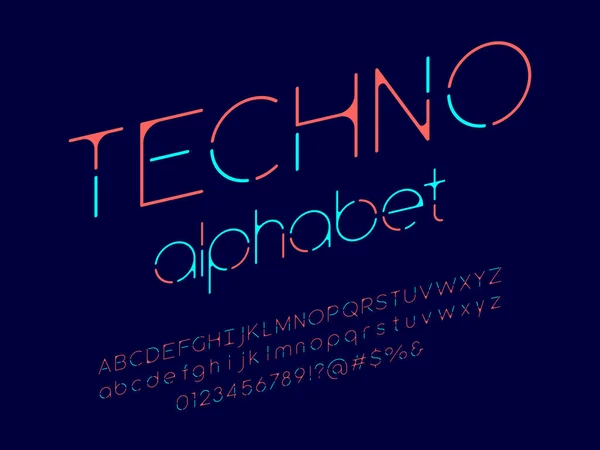 Design Alphabet Style Abstrait Futuriste Avec Majuscules Minuscules Chiffres Symboles — Image vectorielle