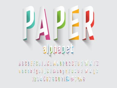 Renkli kağıt biçimli alfabe tasarımını kesti