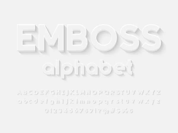 Büyük, küçük, rakamlar ve sembollerle modern kabartmalı alfabe tasarımı