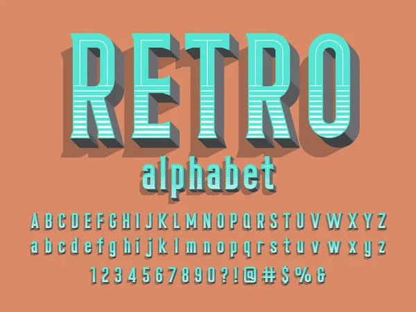 Design Alphabet Vintage Avec Majuscules Minuscules Chiffres Symboles — Image vectorielle