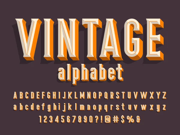 Chisel Style Alphabet Design Uppercase Lowercase Number Symbols — Stock Vector