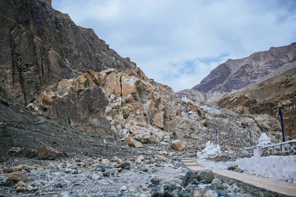 Mountain Full Different Sizes Stone Rocks Scattering Valley Hundar Leh — Stock Photo, Image