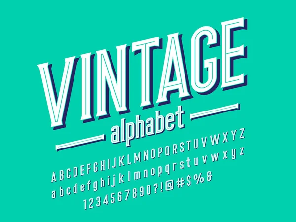 Design Alphabet Vintage Avec Majuscules Minuscules Chiffres Symboles — Image vectorielle