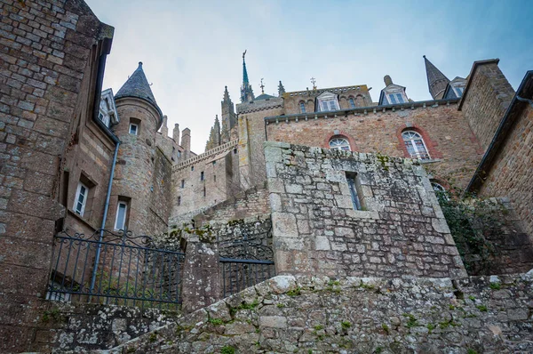 Stone Walls Labyrinth Streets Medieval Castle Mont Saint Michel — Stock Photo, Image