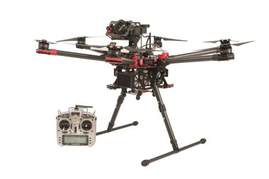 Atina, Yunanistan, 30 Mart 2015: İle DJI indeks işlem S900 robot uçuş takılı bir sony ile A7 Edition dijital kamera Atina, Yunanistan. Gözetleme için insansız uçak ile DJI indeks işlem sanayi üretir