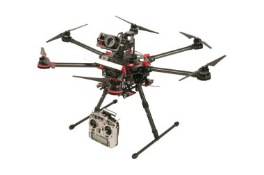 Atina, Yunanistan, 30 Mart 2015: İle DJI indeks işlem S900 robot uçuş takılı bir sony ile A7 Edition dijital kamera Atina, Yunanistan. Gözetleme için insansız uçak ile DJI indeks işlem sanayi üretir