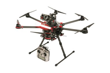 Atina, Yunanistan, 30 Mart 2015: İle DJI indeks işlem S900 robot uçuş takılı bir sony ile A7 Edition dijital kamera Atina, Yunanistan. Gözetleme için insansız uçak ile DJI indeks işlem sanayi üretir