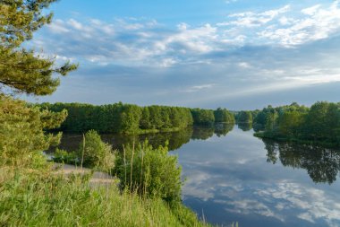 mavi su ile ormandaki göl