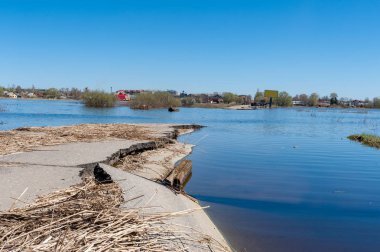 taştı bulanık road, sel, yok su, bahar sel, nehir Köprüsü