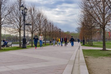 Ağaçların arasında parktaki patika.