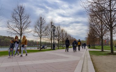 Ağaçların arasında parktaki patika.