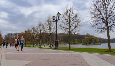 Ağaçların arasında parktaki patika.