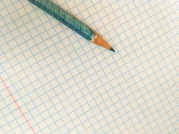 Papelaria Simples Lápis Notebook Gaiola — Fotografia de Stock