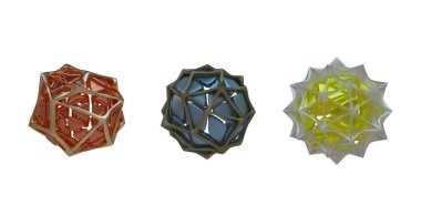 Üçgenler kılavuz ile farklı renklerde üç küre