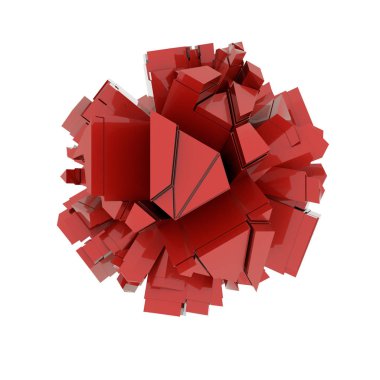 3D kırmızı fütüristik şehir formu rasgele render