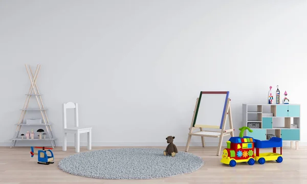 Wnętrze Pokoju Białego Dziecka Modelowania Renderowania — Zdjęcie stockowe