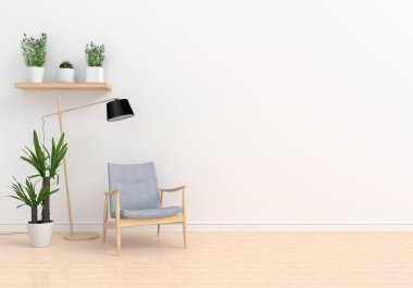 Beyaz Oda ve metin, 3d render için boş alan gri kanepe