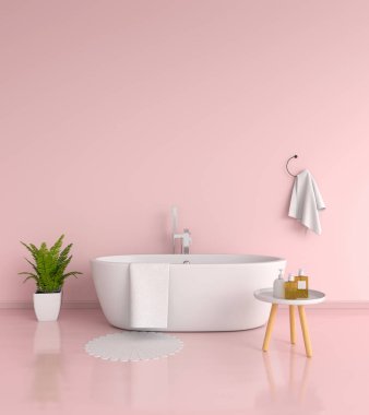 Pembe banyo iç, 3d render