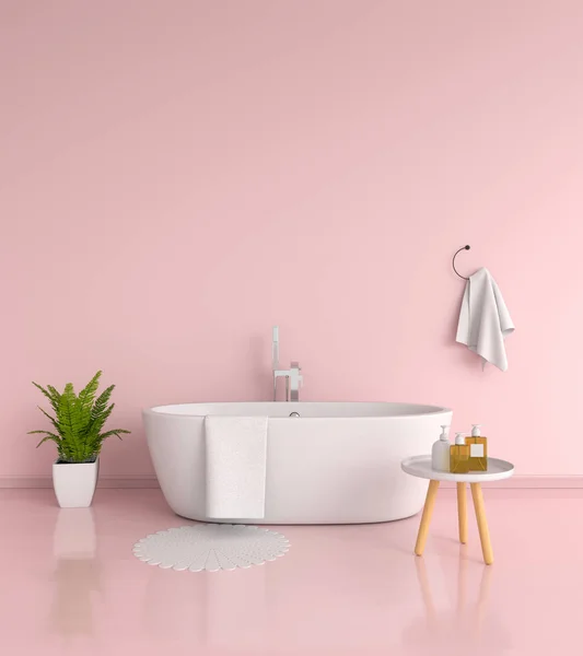 ピンクの浴室インテリア レンダリング — ストック写真