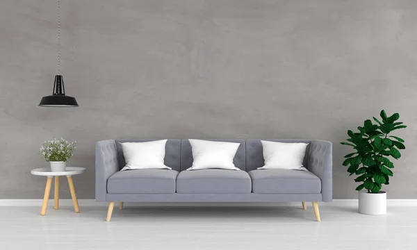 Graues Sofa Wohnzimmer Darstellung — Stockfoto