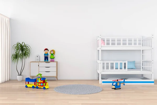 White Child Room Interior Mockup Rendering — Stock Photo, Image