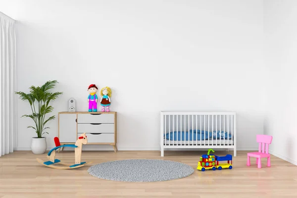 White Child Room Interior Mockup Rendering — Stock Photo, Image