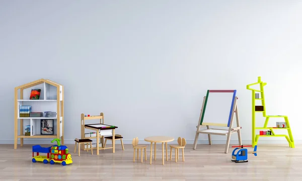 White Child Room Interior Mockup Rendering — Stock Photo, Image