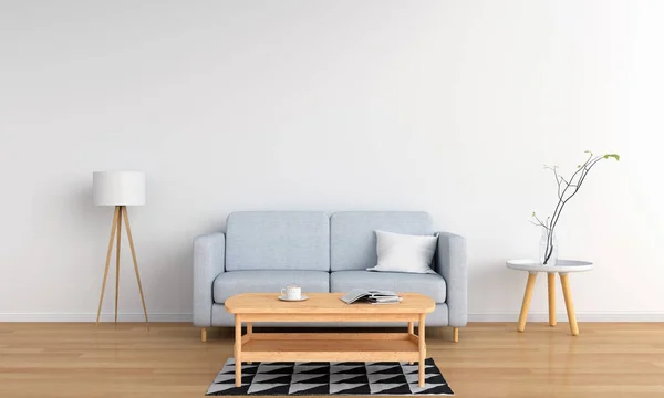 Graues Sofa Und Lampe Weißen Wohnzimmer Rendering — Stockfoto