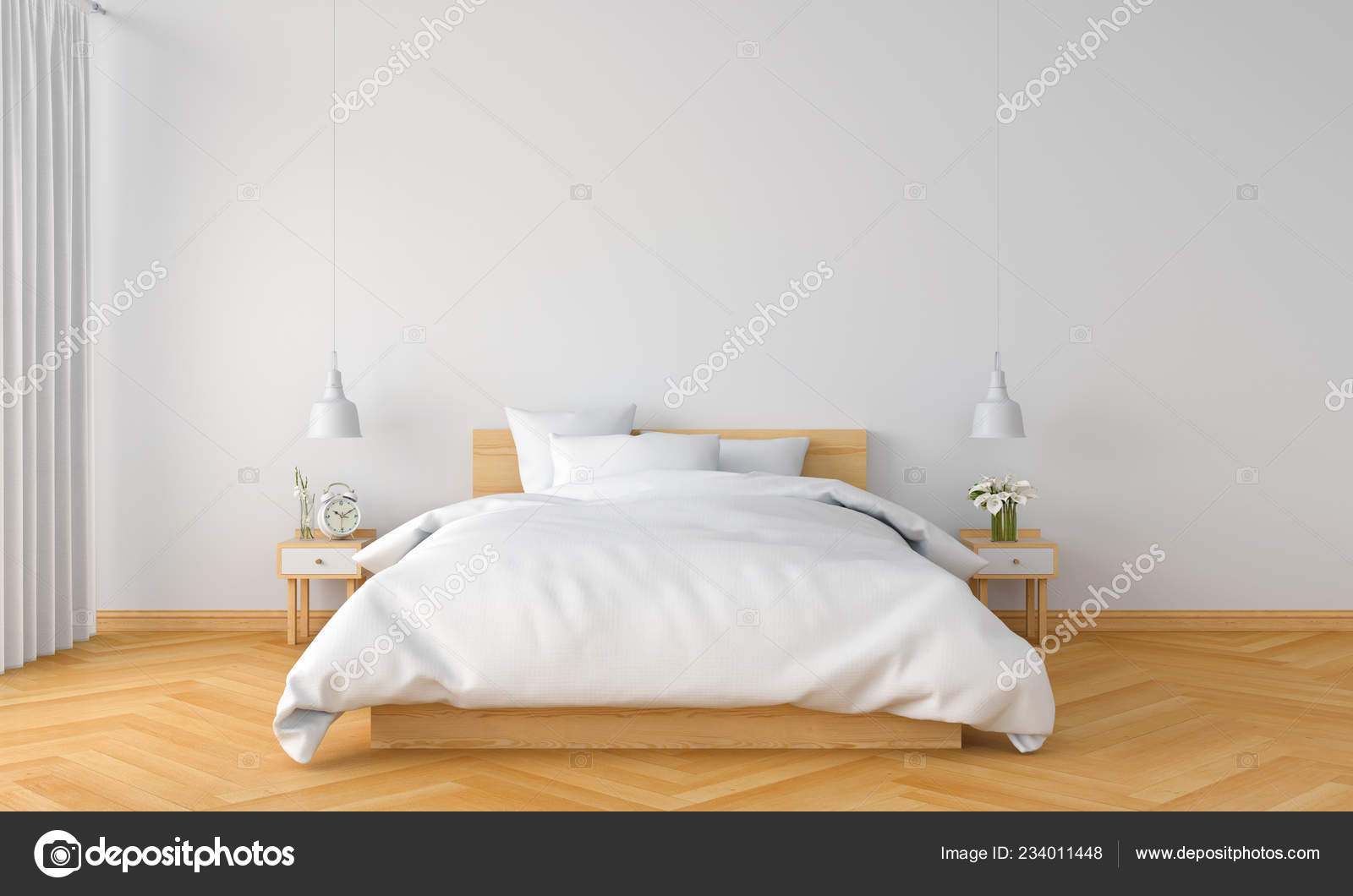 Download White Bedroom Interior Mockup Rendering Stock Photo Image By C Wuttichaijanglab 234011448