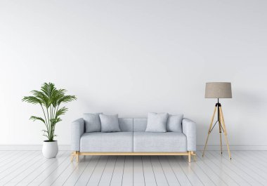 mockup, 3d render için oturma odasında kanepe 