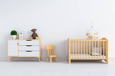 Model için beyaz çocuk odası iç mimari, 3B görüntüleme